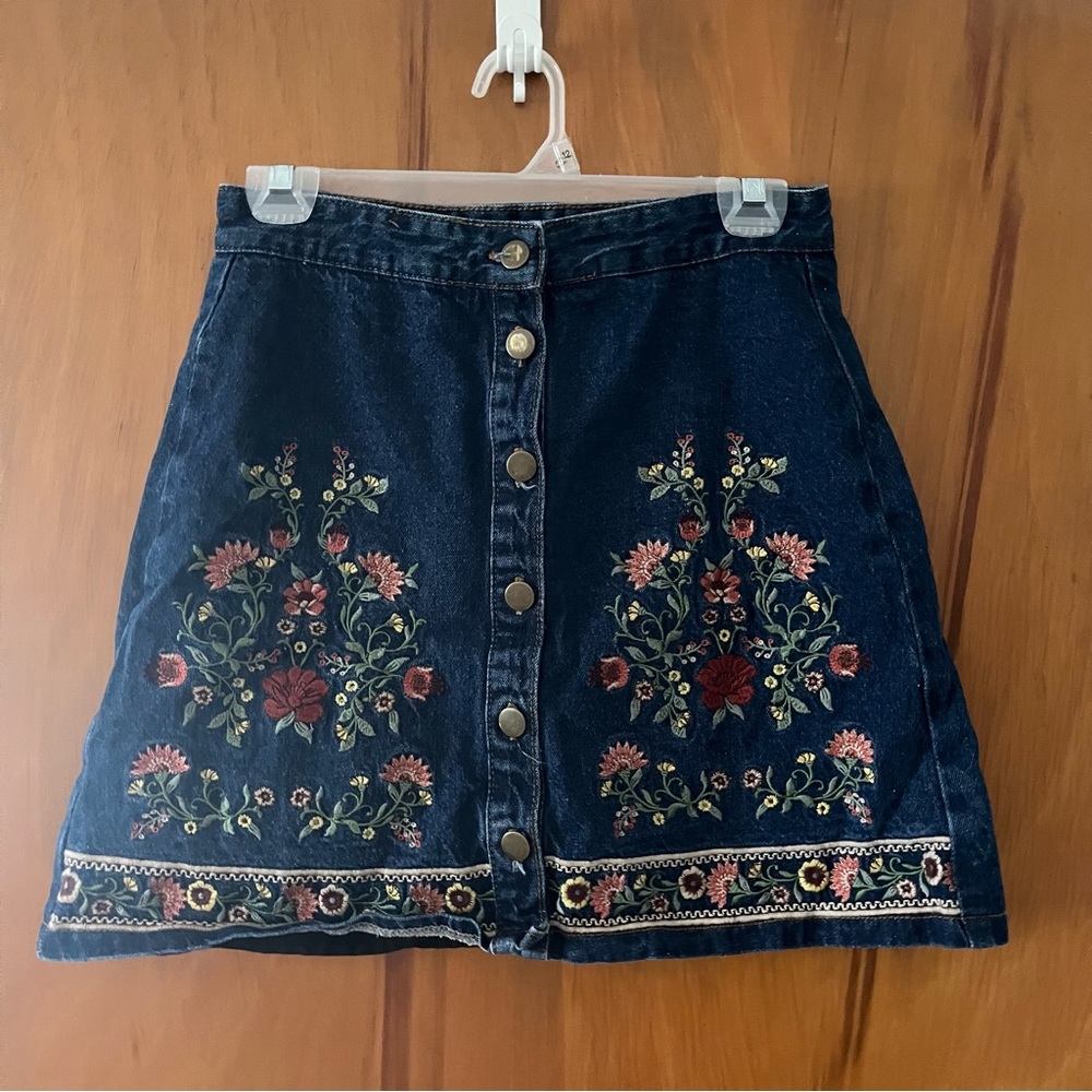 Miami Embroidered Denim Skirt